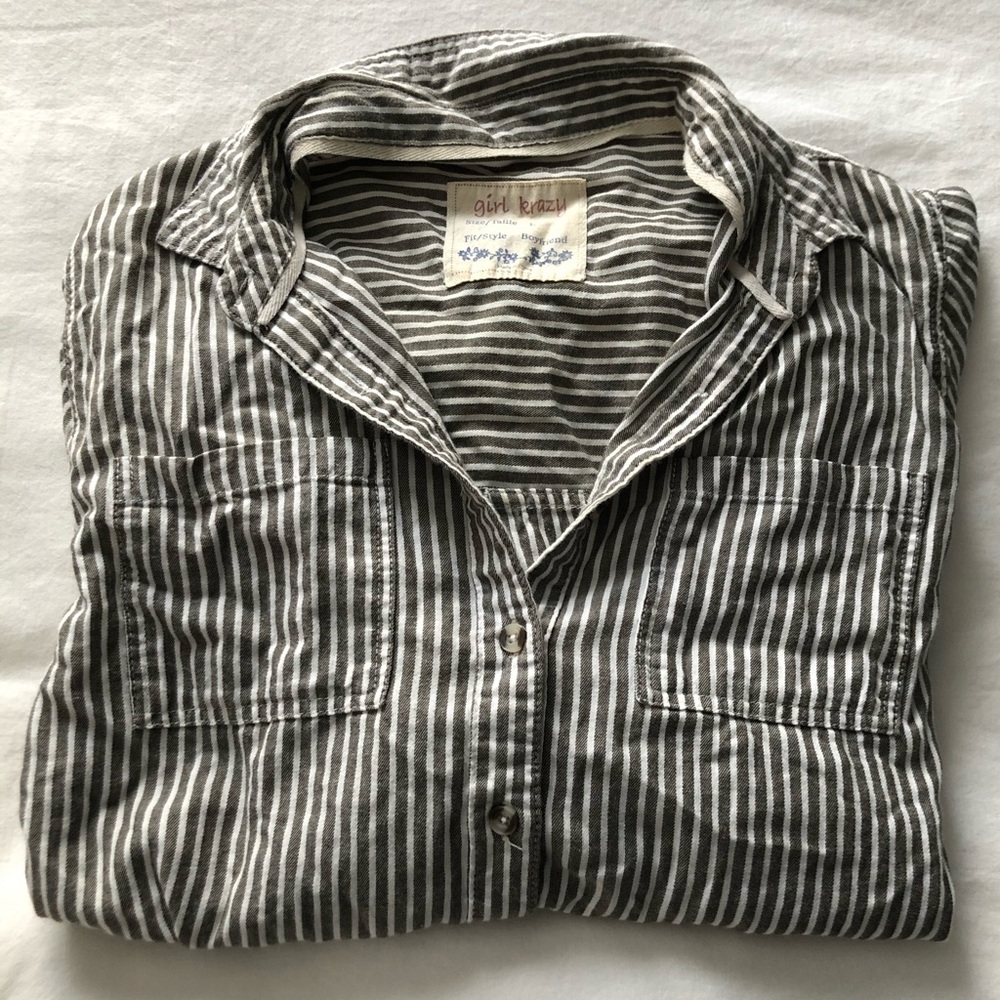 Stripped Boyfriend Style Long-Sleeve Top